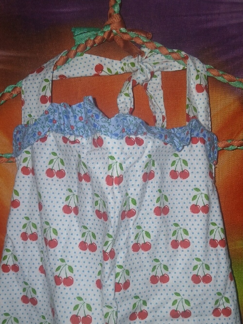 Cherry Print Reversible Apron - Picture 2 of 4